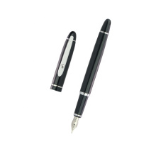 Stylo de fontaine de calligraphie noire classique avec clip Crystal Custom OEM logo plume chinoise Luxury